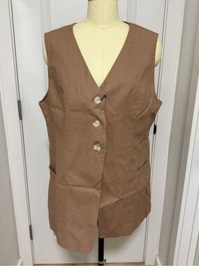 XL Brown Mina Self Vest Jacket - New With Tags